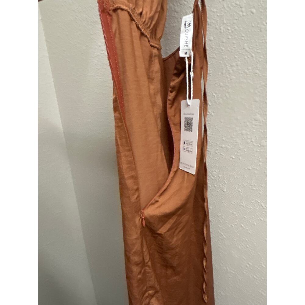 NWT Cupshe Caramel Brown Halter Dress Size M Summer Beach Vacation - Picture 7 of 9